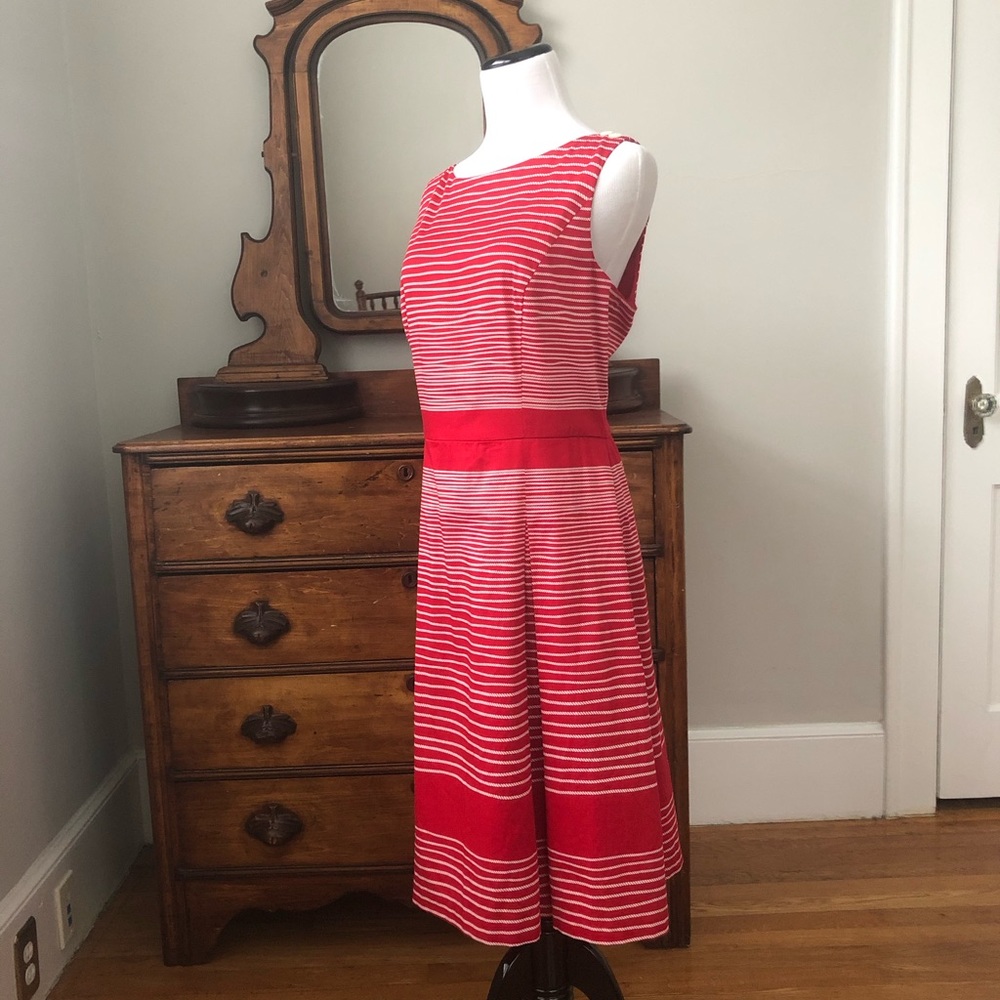 Talbots Red & White Striped Fit & Flare Dress, 12